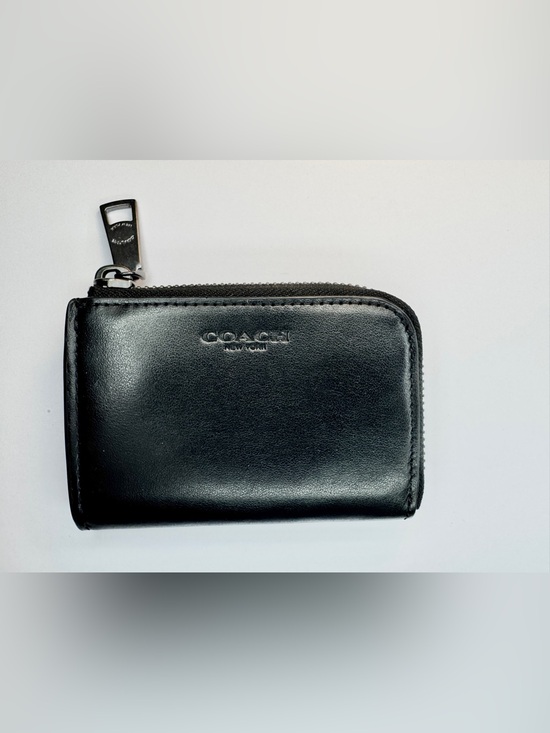 Coach Handbags - Coach Black Leather Zip Around Coin Purse Wallet Key Ring Card Case
